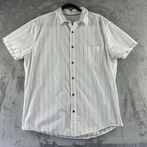 Areopostale Button Front Shirt Men's XL White Blue Dotted Stripe